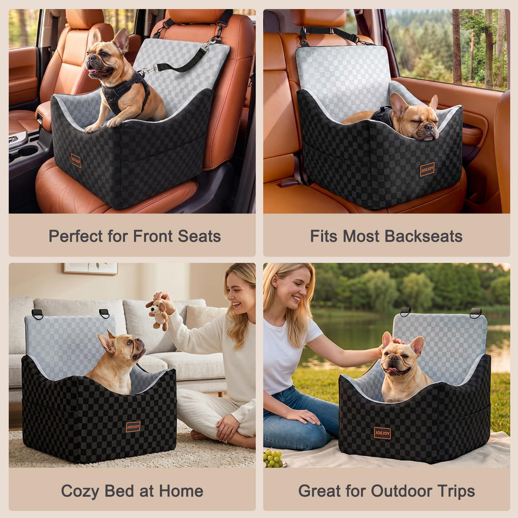 Elevated Dog Car Seat for Small/Medium Dogs up to 35 lbs, Memory Foam Grey U100