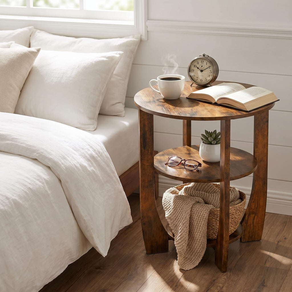 Rustic Brown 19.7 inch Round Side Table C812