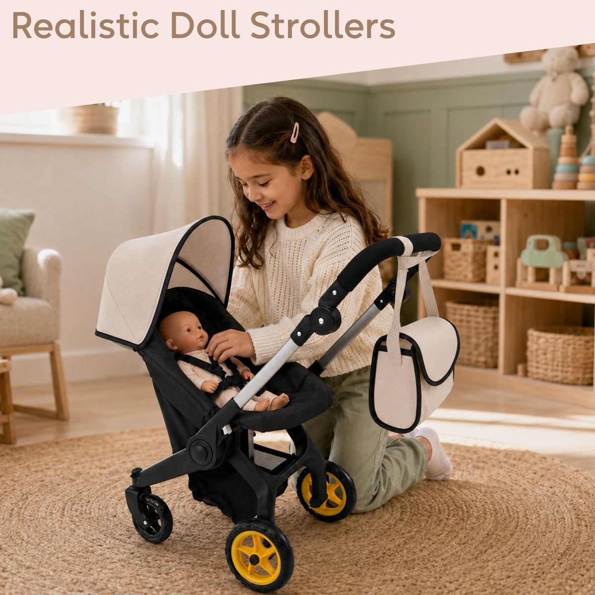 Convertible 2-in-1 Doll Stroller and Car Seat B782