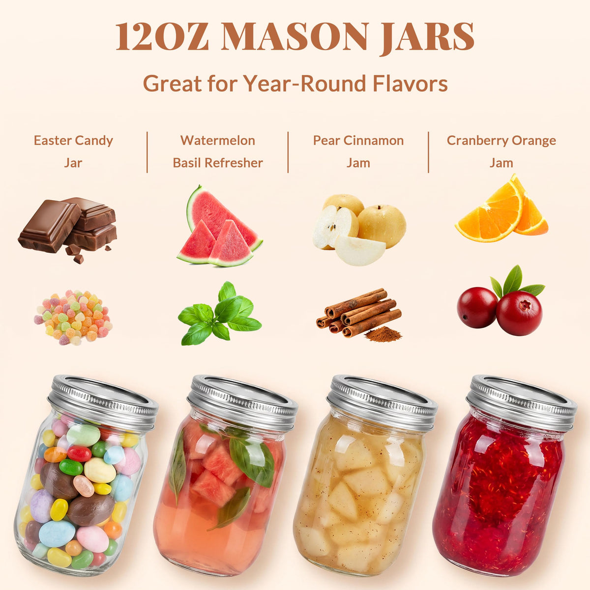 20 Pcs 12oz Glass Mason Jars With Lids H38016