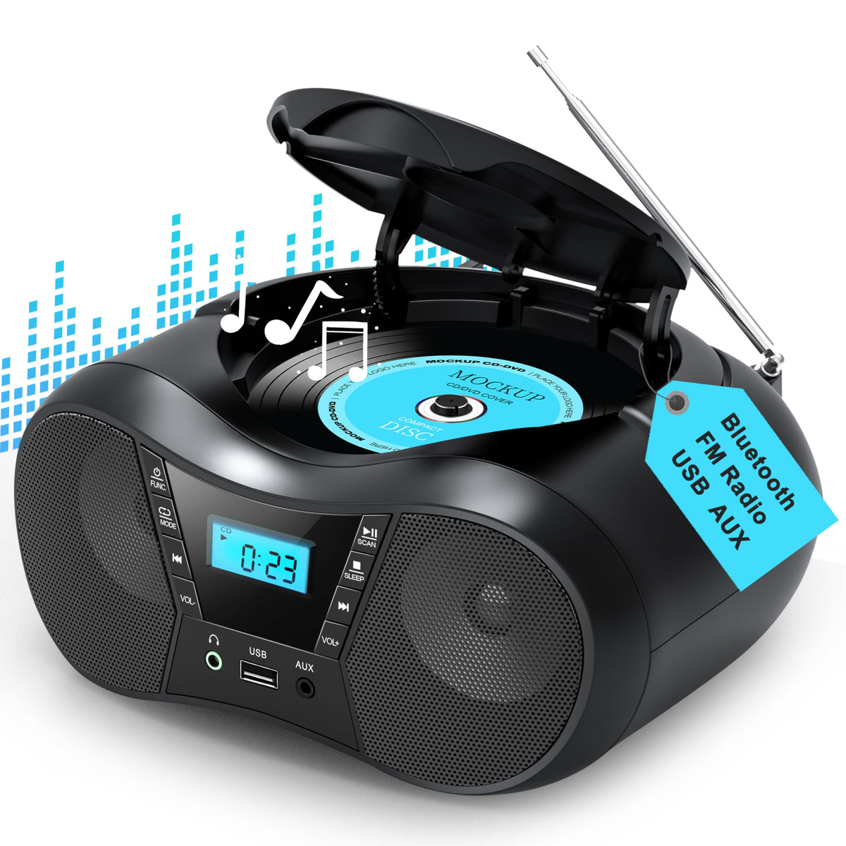 Portable Boombox CD Player with Bluetooth F56867
