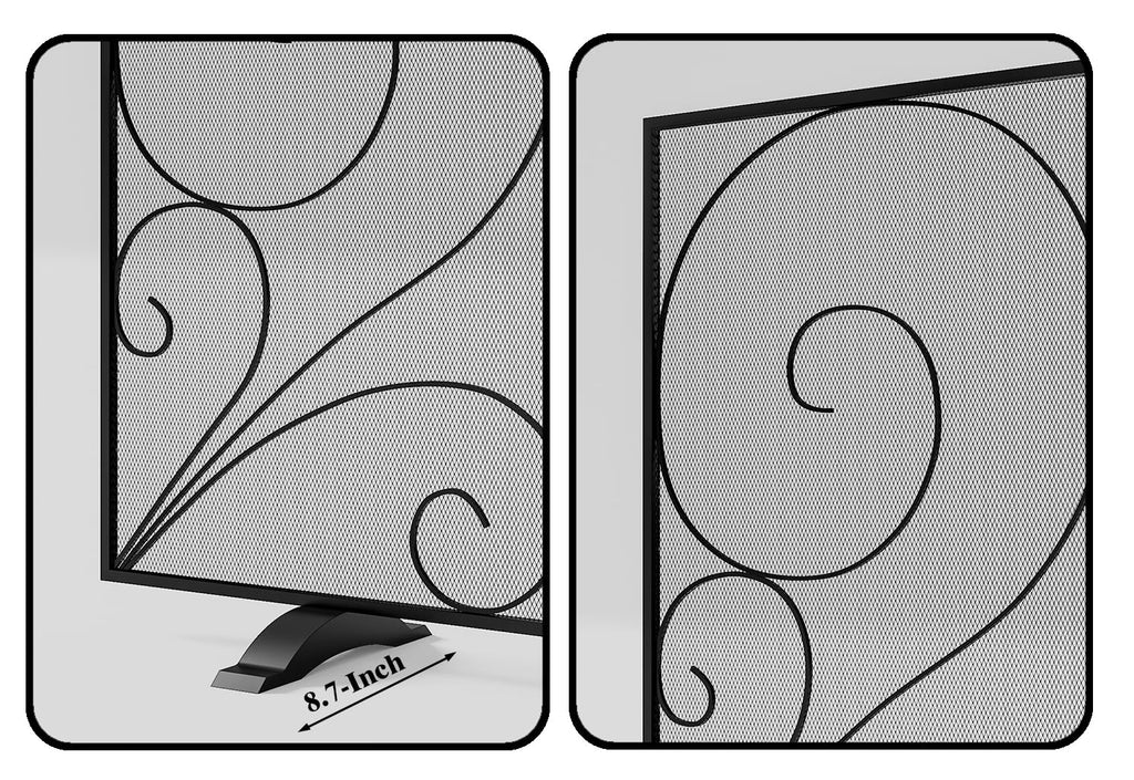Black Single Panel Wrought Iron Fireplace Screen V15264