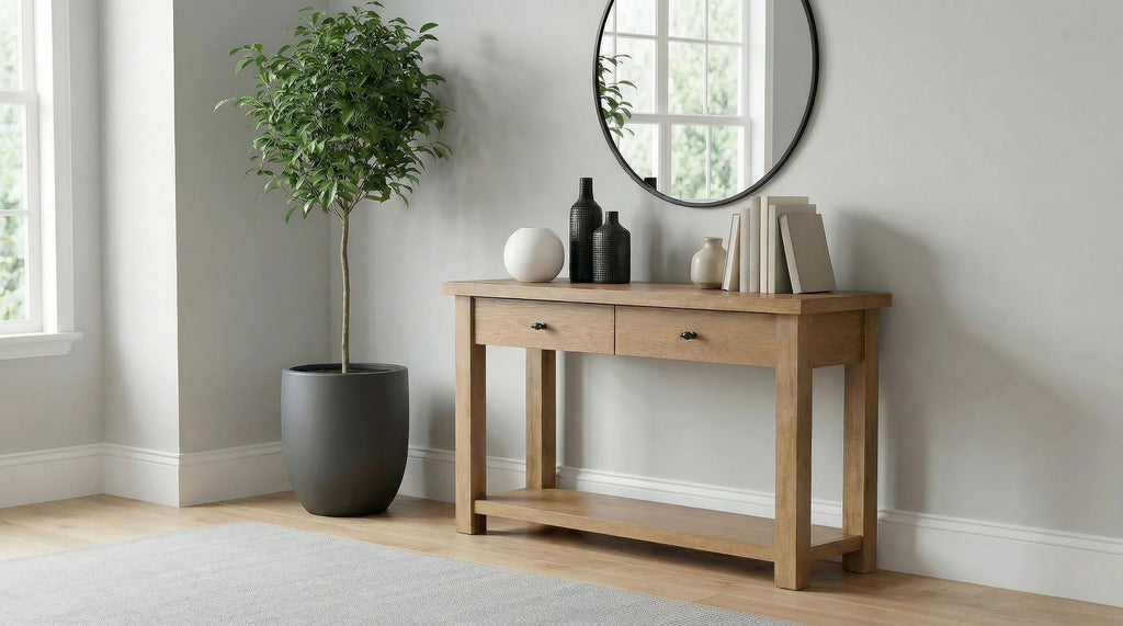 Golden Oak Console Table E932496