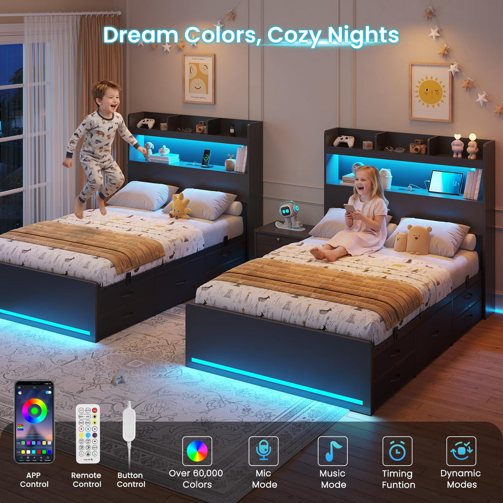 Twin Size Storage Bed Frame with 5 Drawers C912371