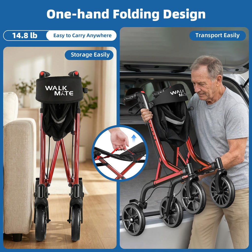 Lightweight Foldable Rollator Walker with Seat K3124