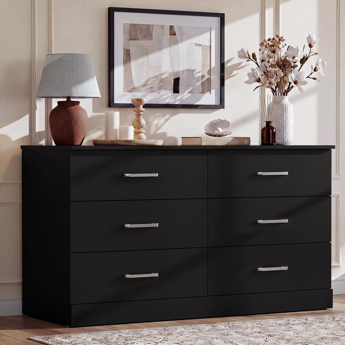 6 Drawer Dark Black Dresser I975351