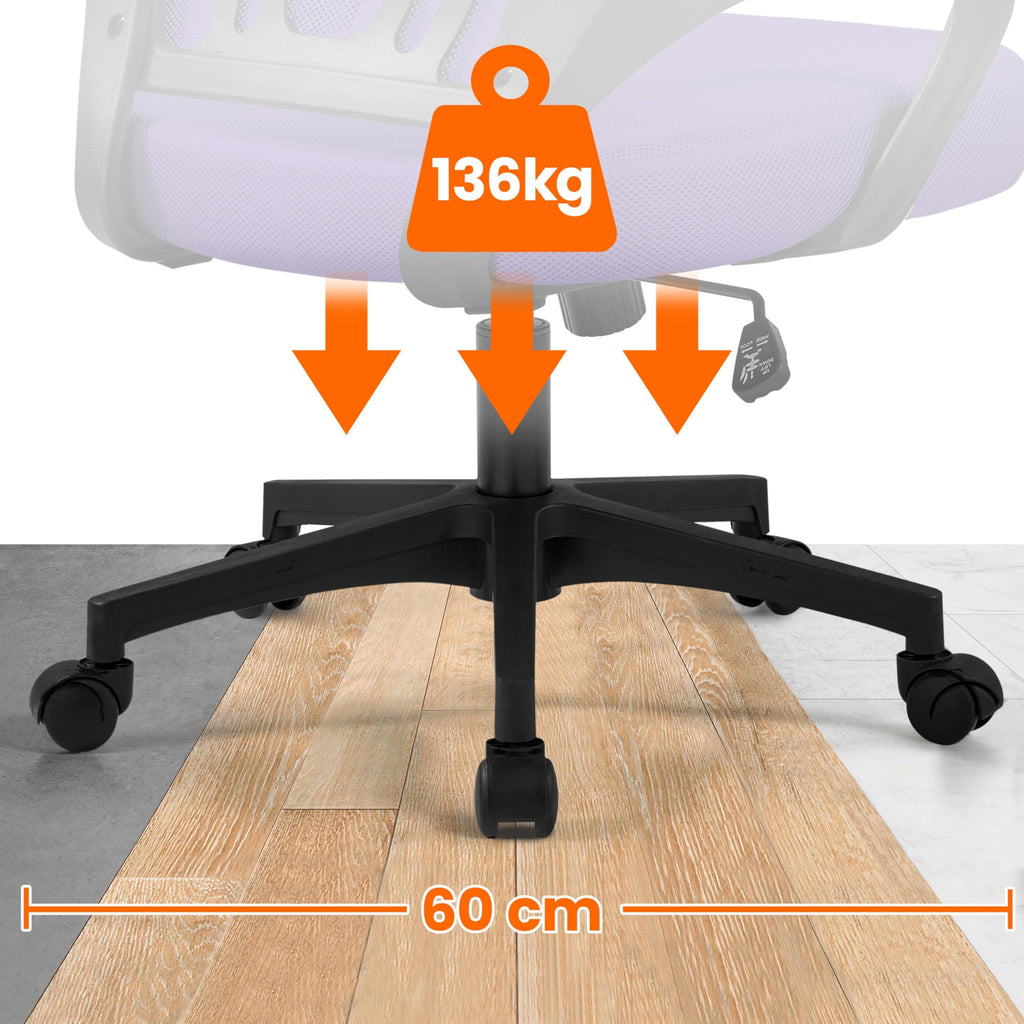 Purple Mesh Office Chairs with Lumbar Support, Set of 2 H157