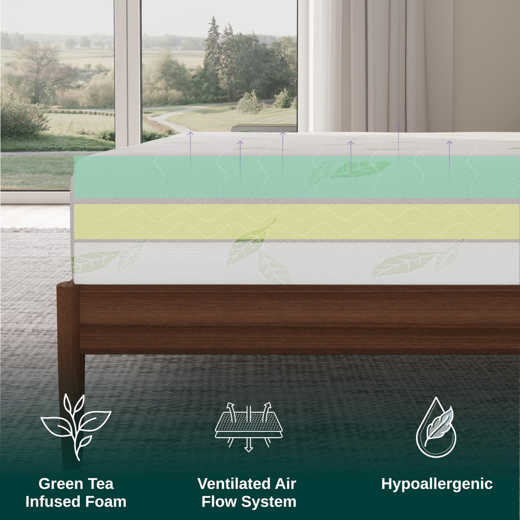 Twin Size 6 Inch Green Tea Memory Foam Mattress N968261