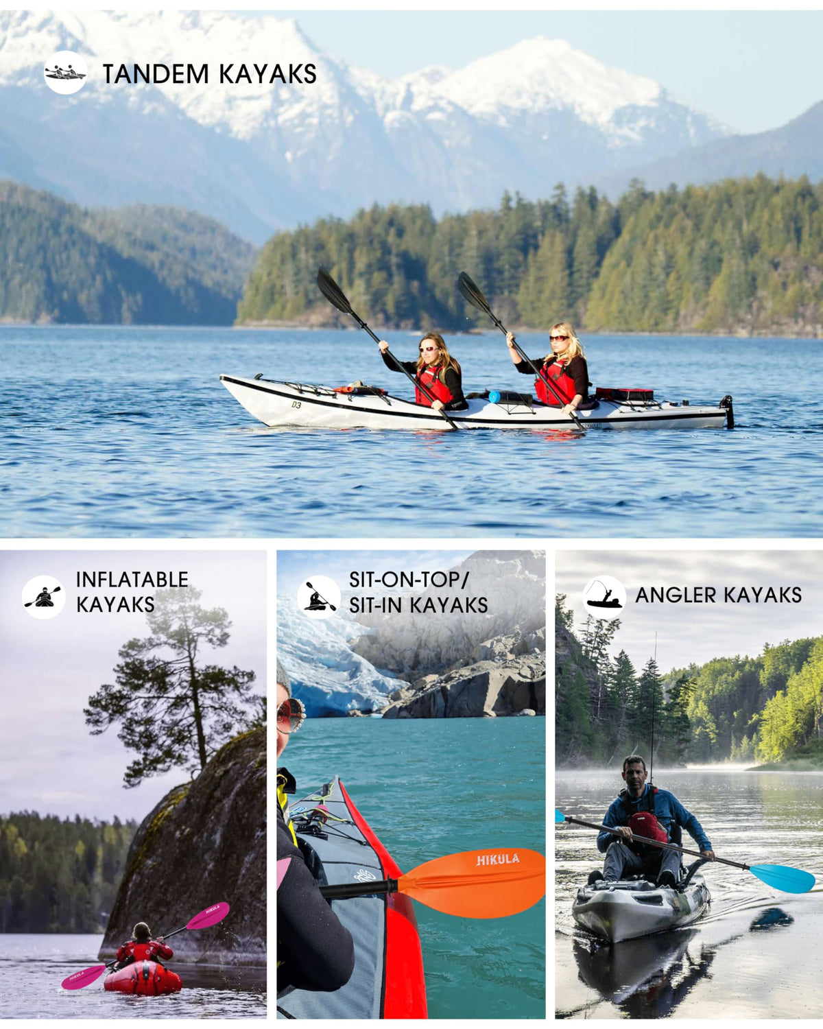 Adjustable Floating Kayak Paddles 3 Piece D9653