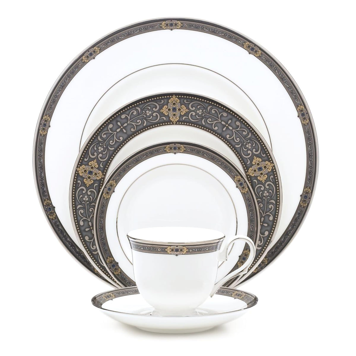 White 5 Piece Dinnerware Set P9660