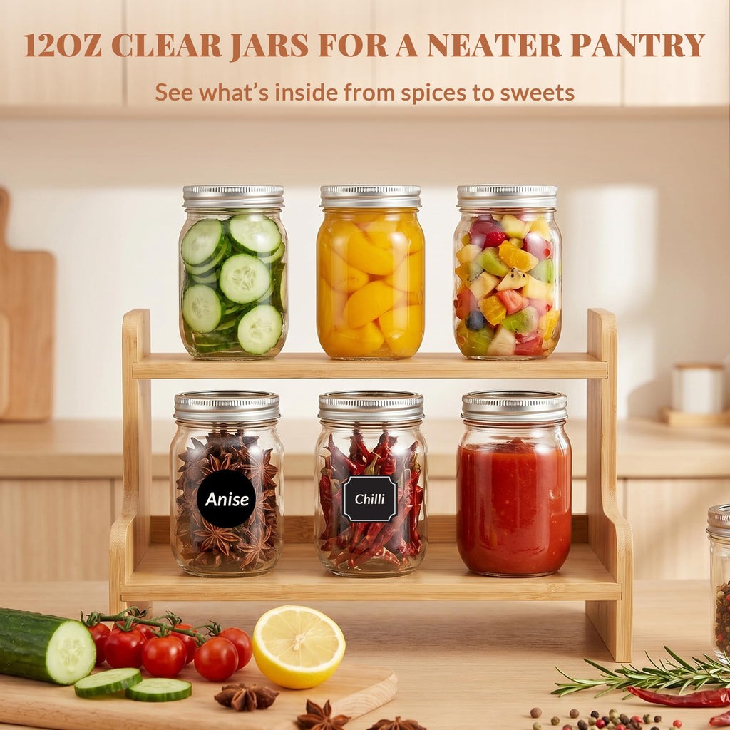 20 Pcs 12oz Glass Mason Jars With Lids H38016