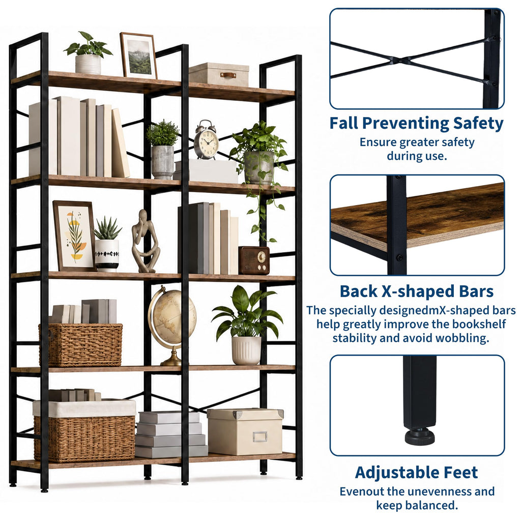5 Tier Bookshelf with 10 Open Shelves K49987
