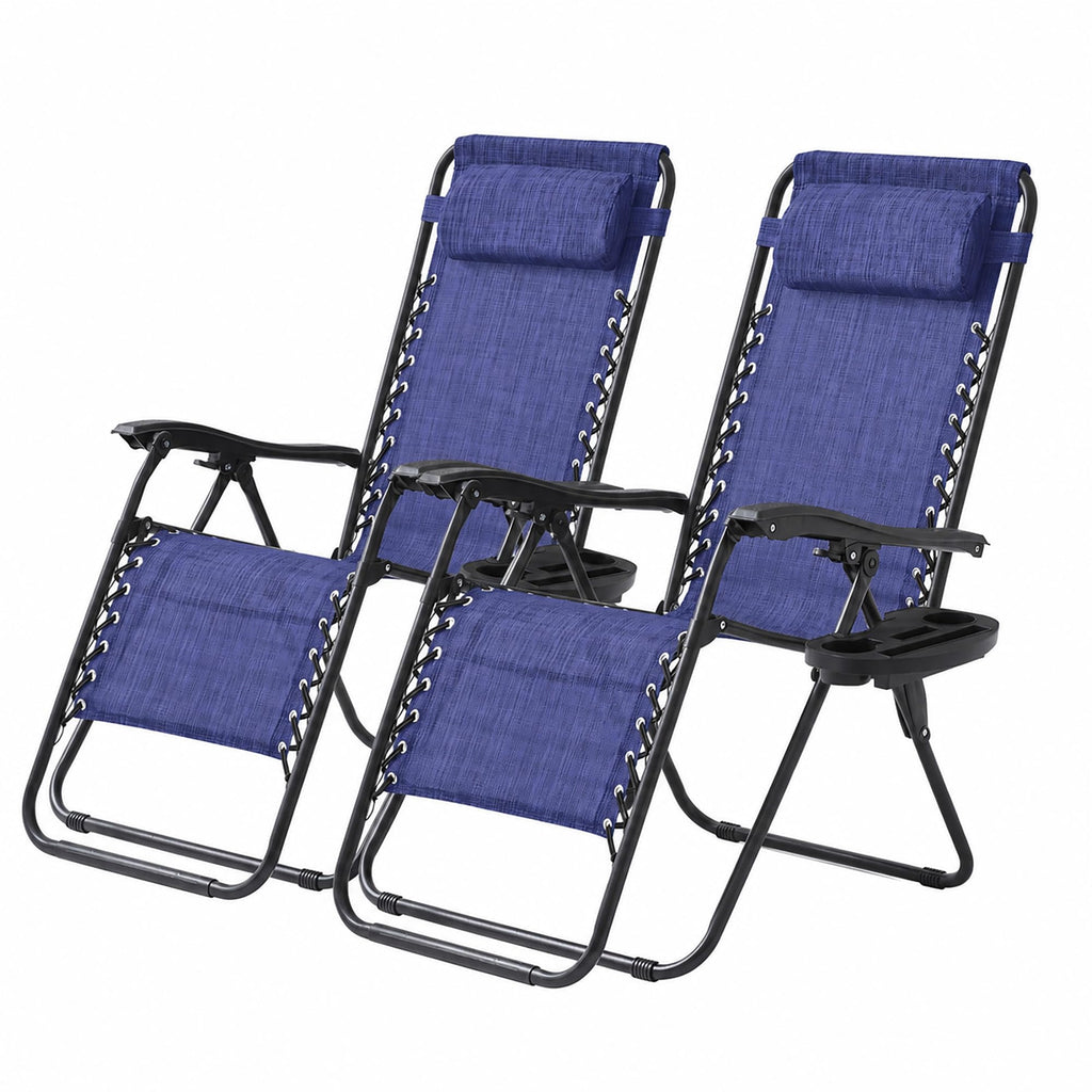 2 Pack Zero Gravity Outdoor Recliner Chair Blue Y86464