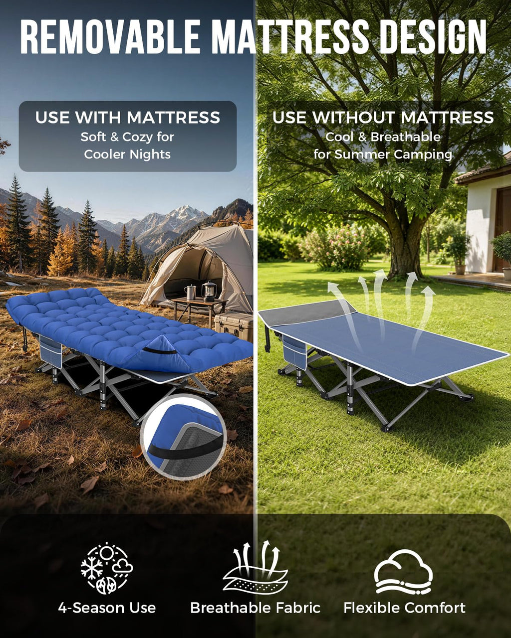 32in XXL Folding Camping Cot with Mattress E36267