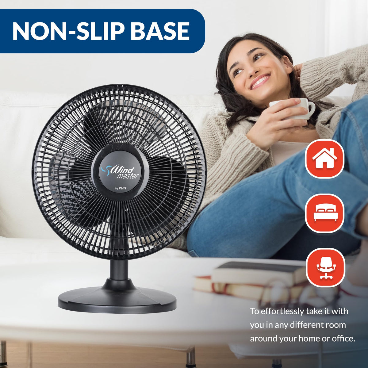 16 in Oscillating Desk Fan, 3 Speed, Adjustable Tilt, Black U851637