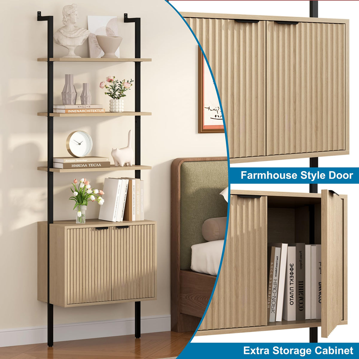 73" Tall Bookshelf with Cabinet L4569