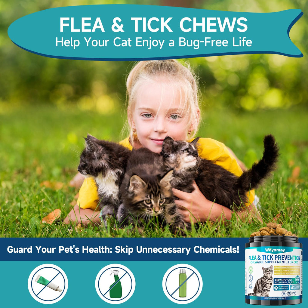 Natural Flea & Tick Prevention Bundle for Cats & Dogs, 200 Chews + Herbal Drops S374