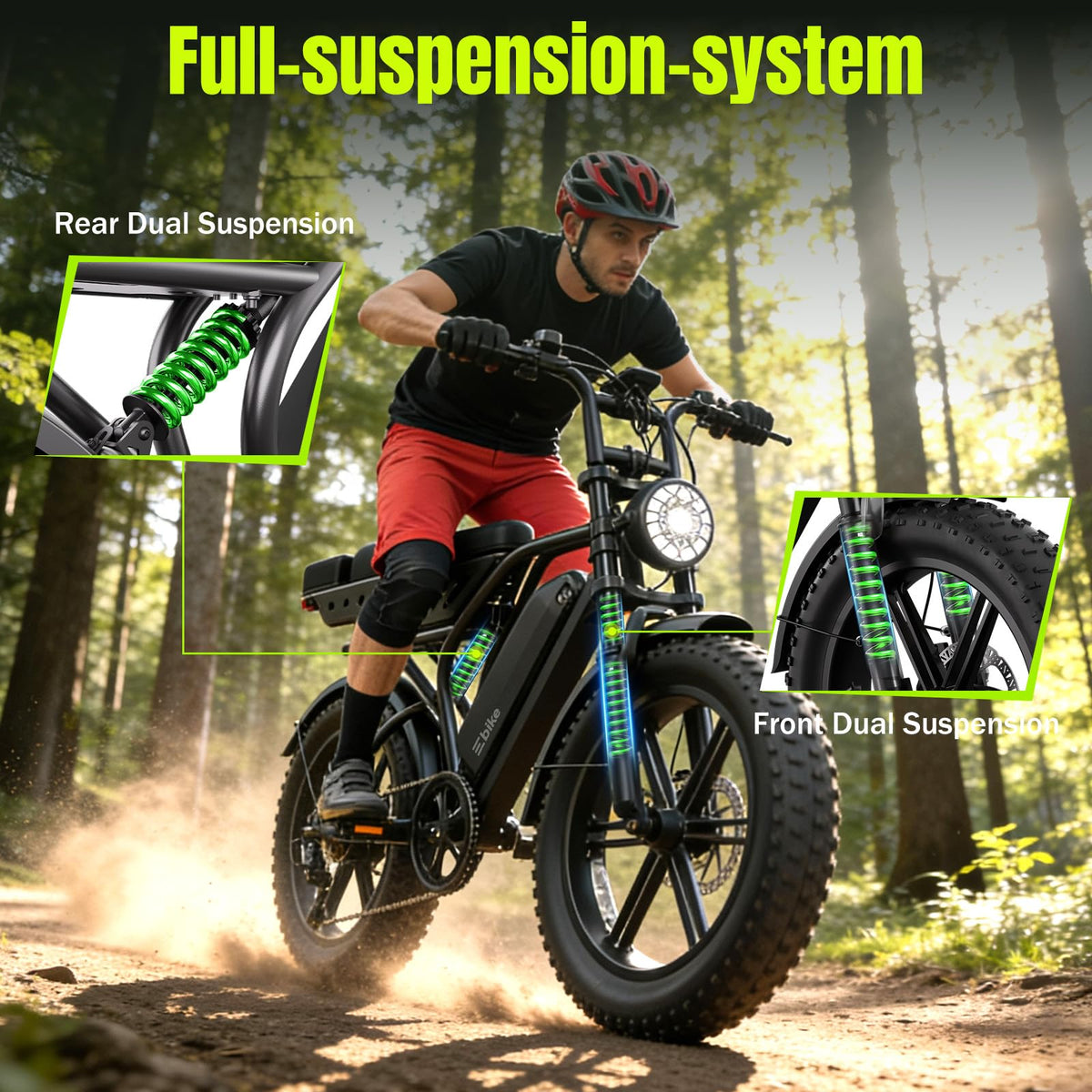 Electric Bike 48V 15Ah Battery 1500W Peak Motor 20 * 4.0 Fat Tire H1405