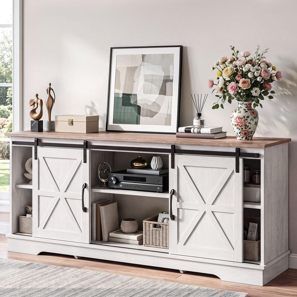 White Grey Wash TV Stand H3607