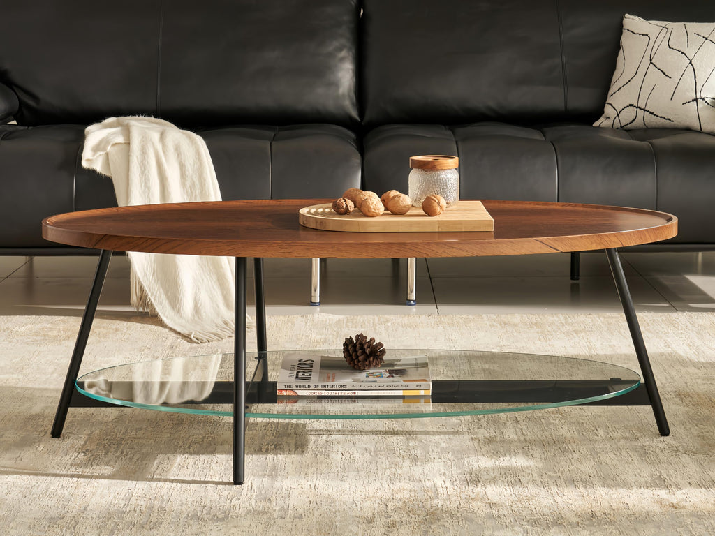 Black Walnut Glass Coffee Table O11775