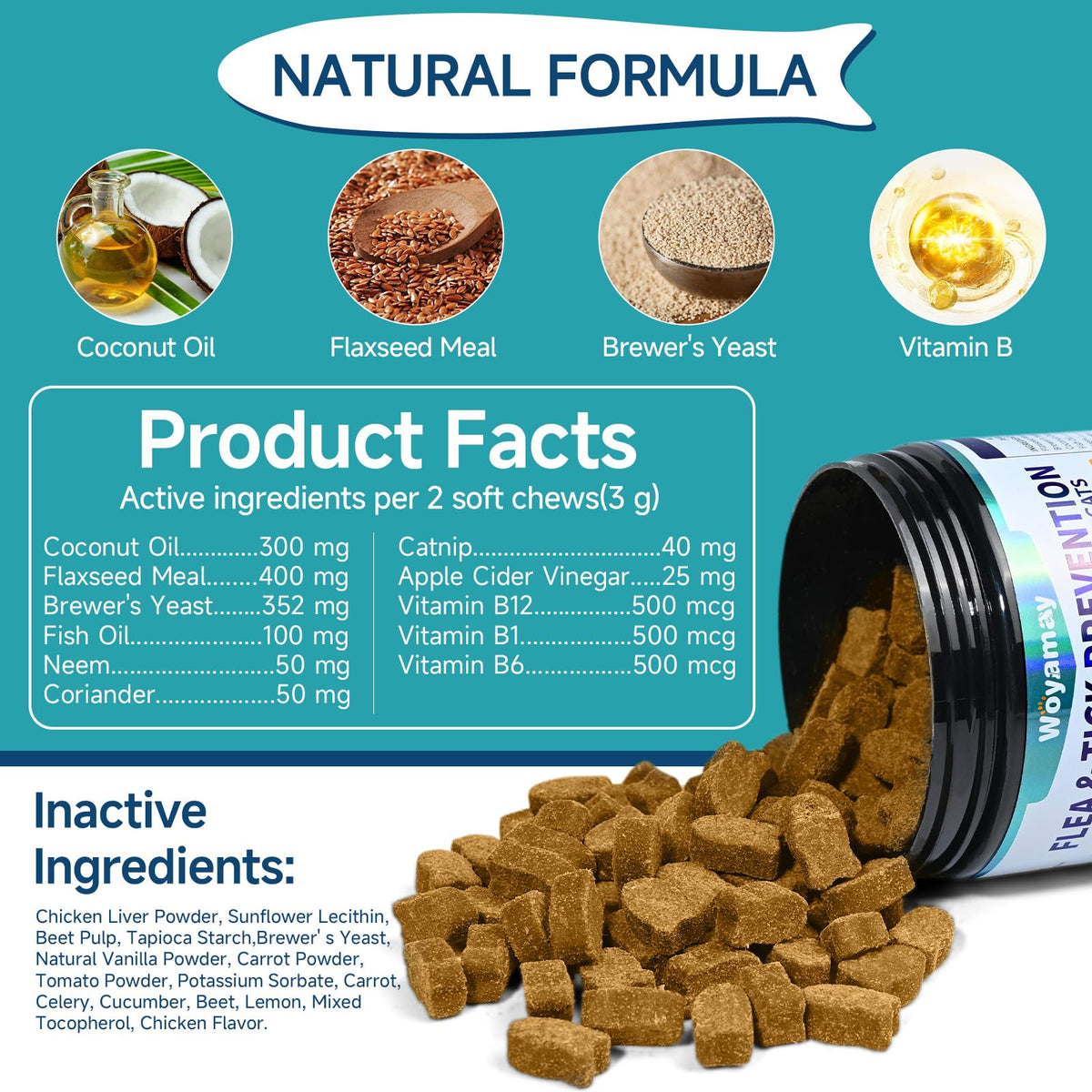 Natural Flea & Tick Prevention Bundle for Cats & Dogs, 200 Chews + Herbal Drops S374