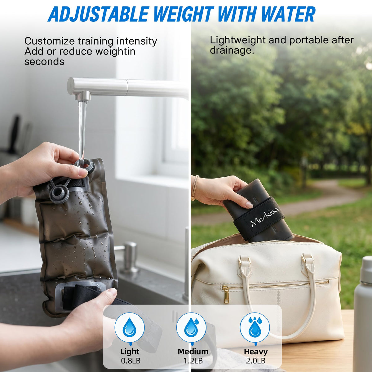 Adjustable Water-Fillable TPU Ankle and Wrist Weights Set M856