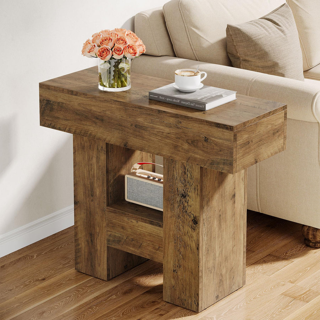 2-Tier Narrow Side Table with Storage Shelf U69486