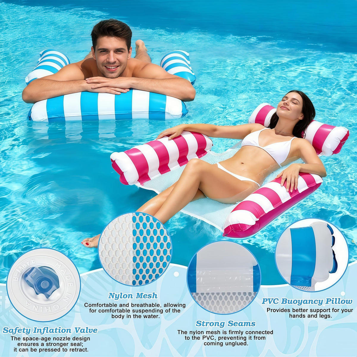 4 Pack Inflatable Pool Float Chair Q142