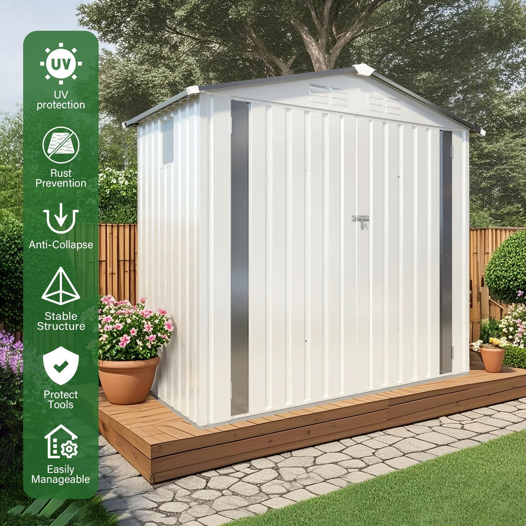 6x3.6FT Metal Outdoor Storage Shed with Lockable Door and Clear Window C49224