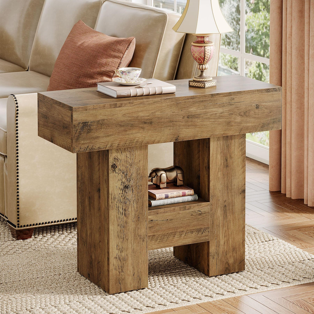 2-Tier Narrow Side Table with Storage Shelf U69486
