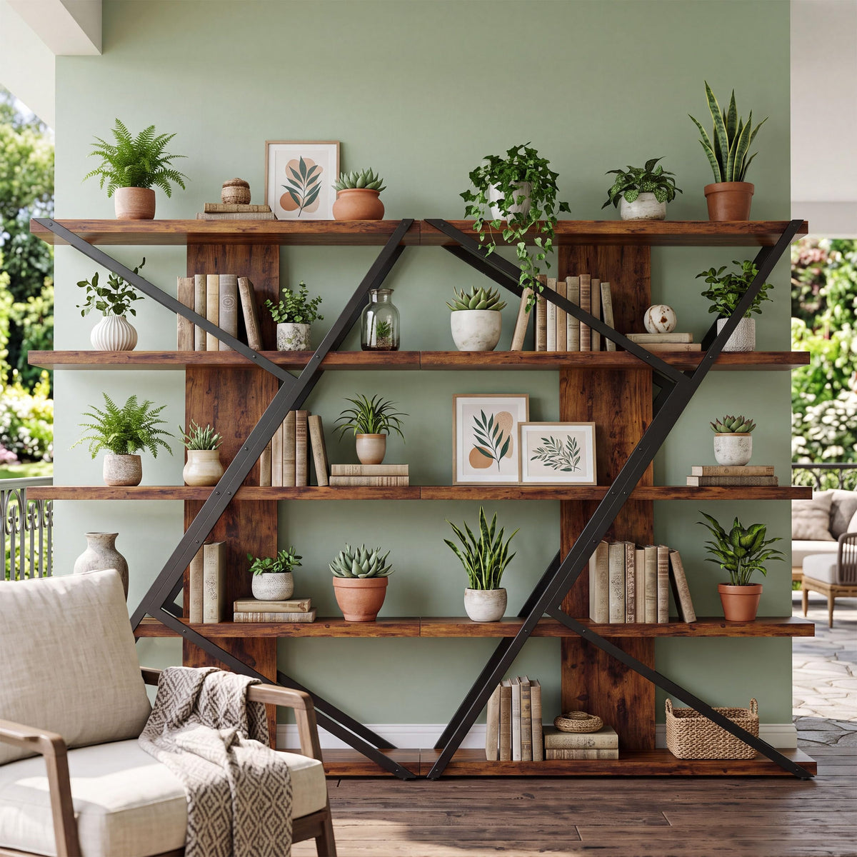 5-Tier Wood and Metal Bookcase A82420