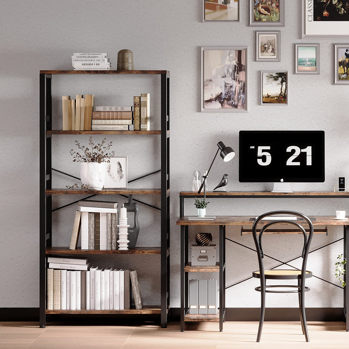 31.5" 5-Tier Industrial Bookshelf G149