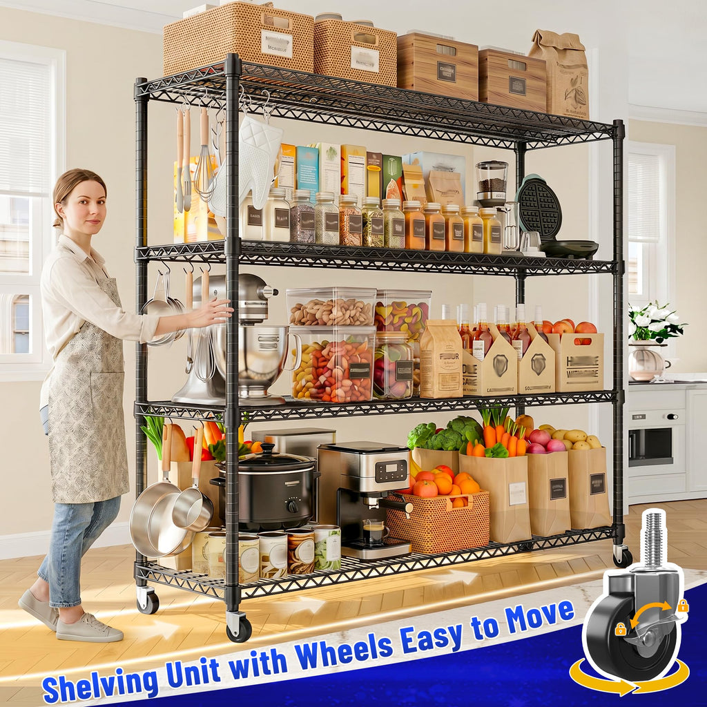 4-Tier Heavy Duty Shelving with Wheels N7515