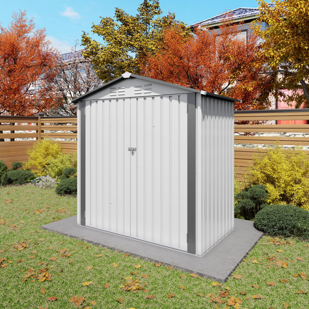 6x3.6FT Metal Outdoor Storage Shed with Lockable Door and Clear Window C49224