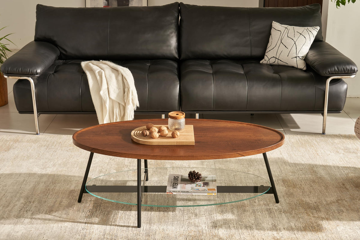 Black Walnut Glass Coffee Table O11775