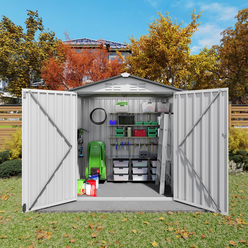 6x3.6FT Metal Outdoor Storage Shed with Lockable Door and Clear Window C49224