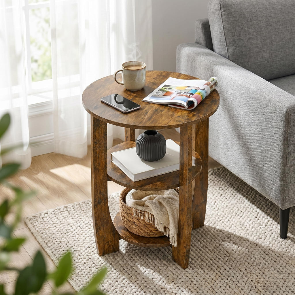 Rustic Brown 19.7 inch Round Side Table C812