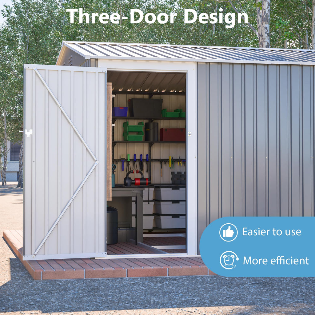 10x14 FT Light Gray Metal Storage Shed X1981