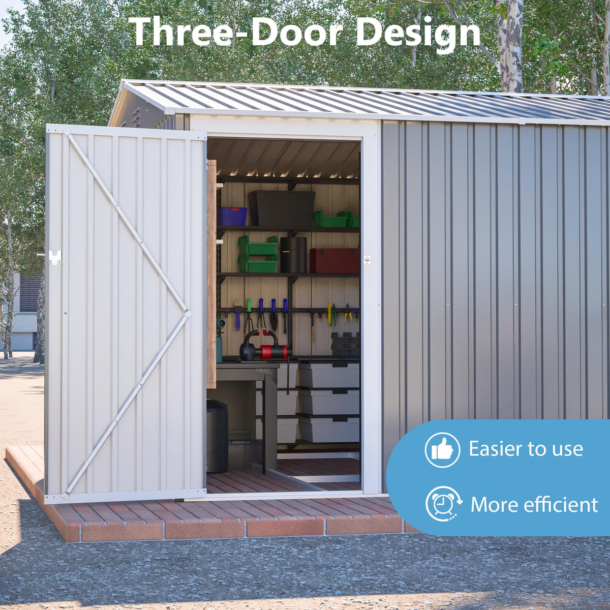 10x14 FT Light Gray Metal Storage Shed X1981