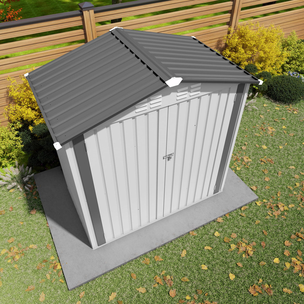 6x3.6FT Metal Outdoor Storage Shed with Lockable Door and Clear Window C49224