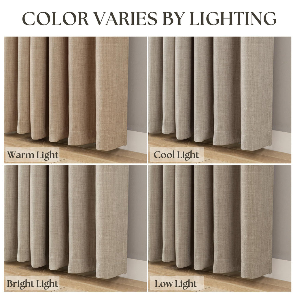 Taupe Linen Textured Grommet Curtains L95893
