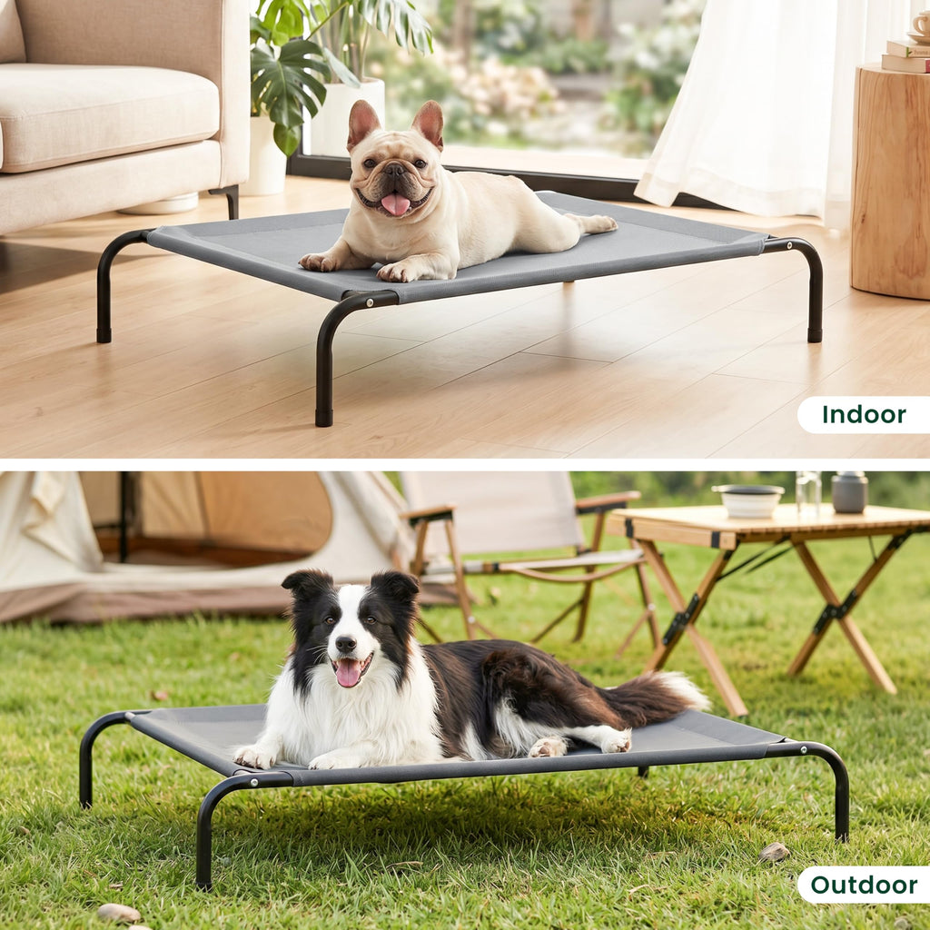 Elevated Cooling Dog Bed with Breathable Mesh, Grey, 48 inches T473167
