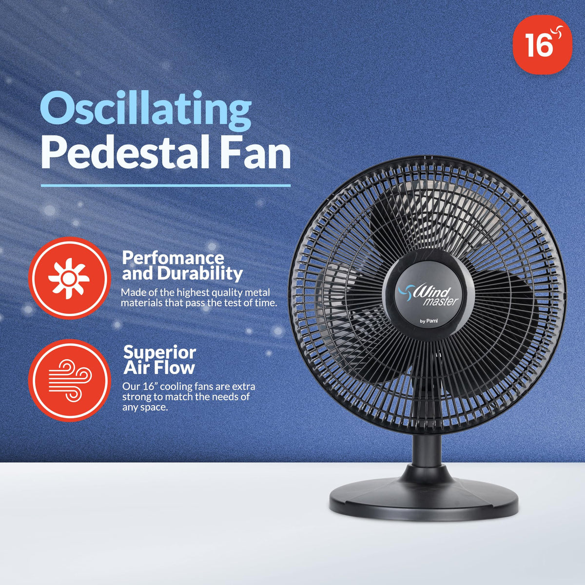 16 in Oscillating Desk Fan, 3 Speed, Adjustable Tilt, Black U851637