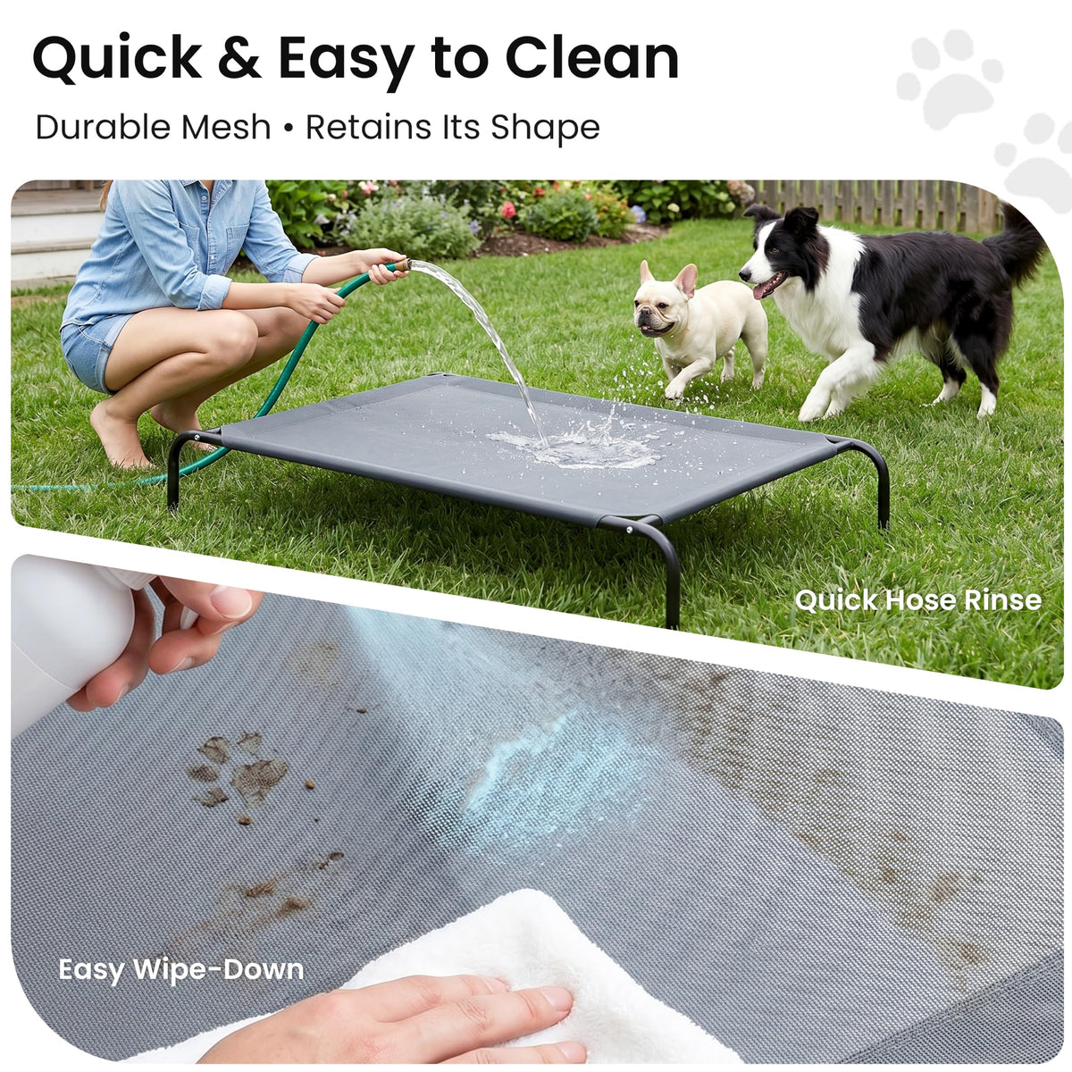 Elevated Cooling Dog Bed with Breathable Mesh, Grey, 48 inches T473167