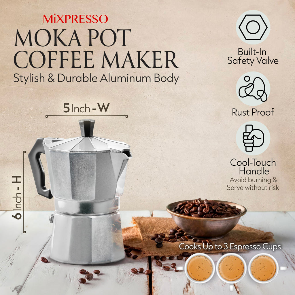 3 Cup Moka Pot Stovetop Espresso Maker H75155