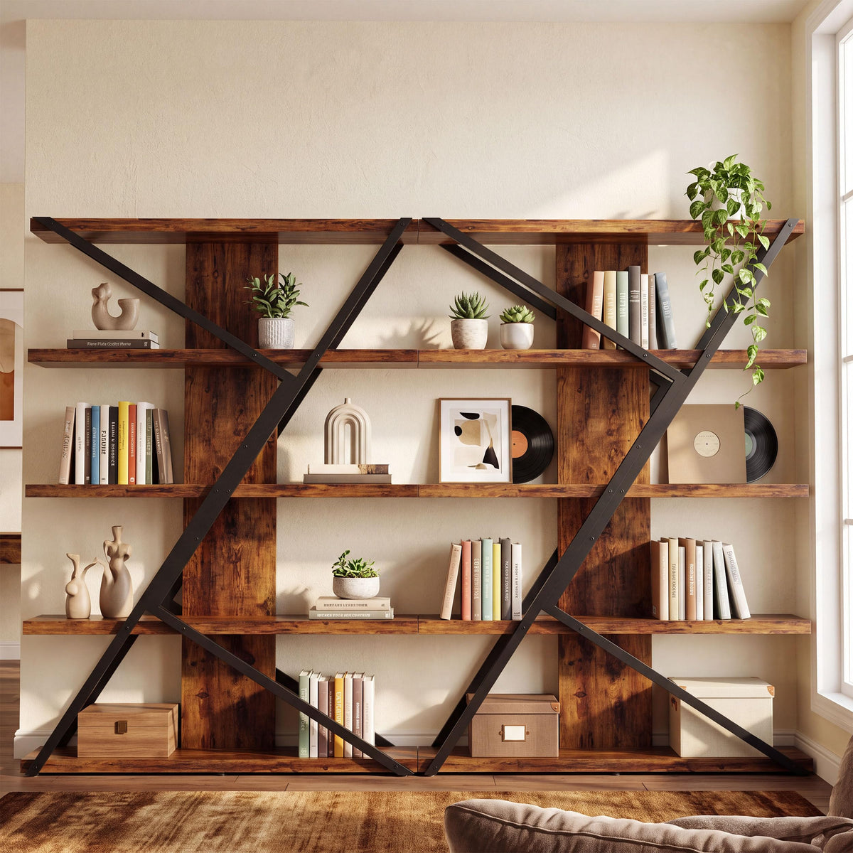 5-Tier Wood and Metal Bookcase A82420